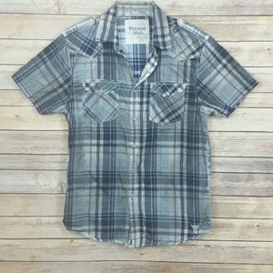 Guess Blue & Black Snap Button Top Size Small